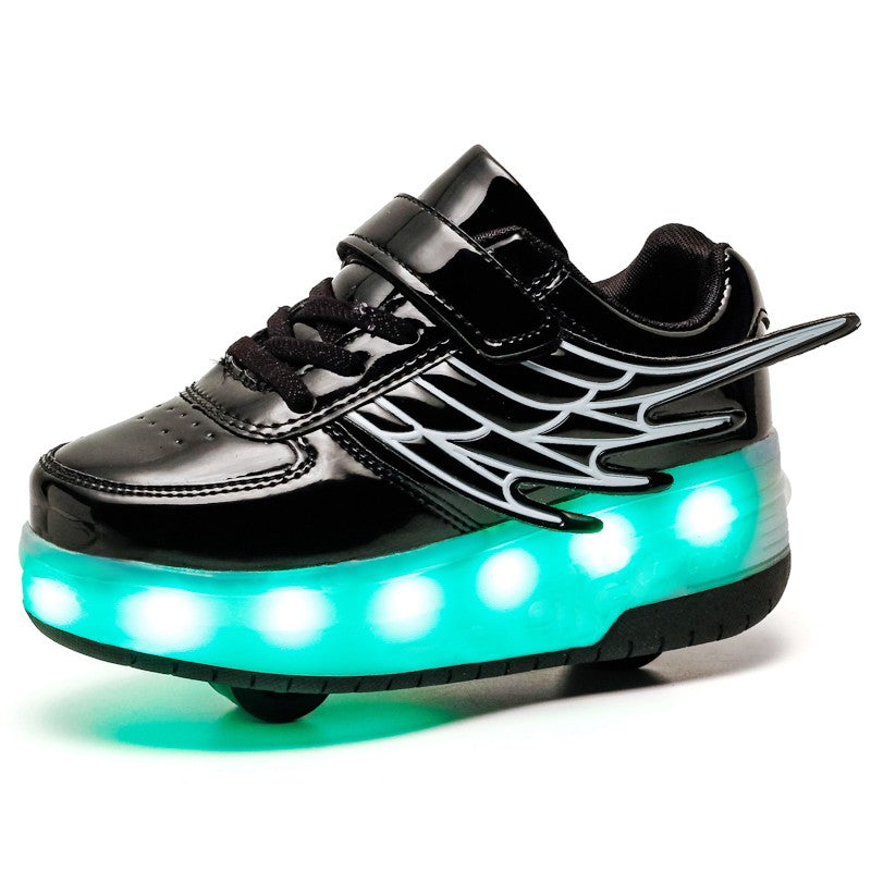 Single Wheel LED Roller shoes Black