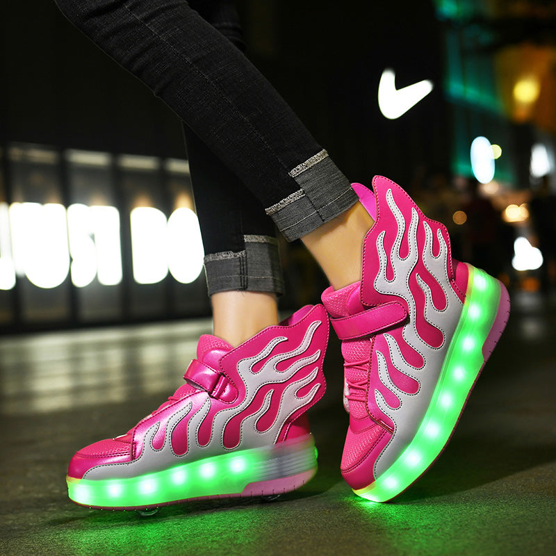 LED Roller Shoes PU Wheels shoes Pink
