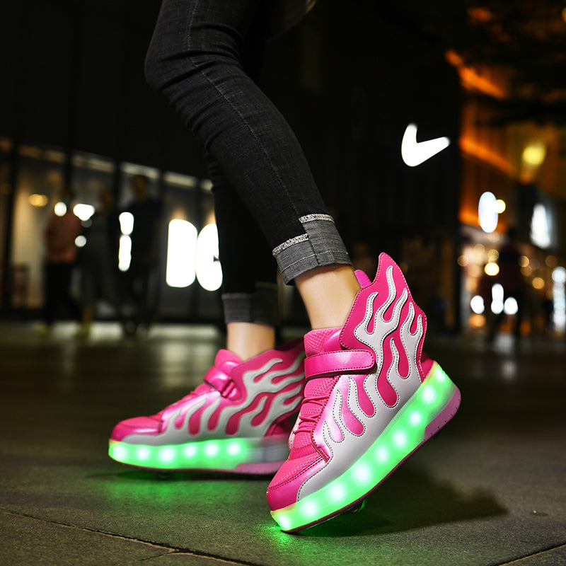 LED Roller Shoes PU Wheels shoes Pink