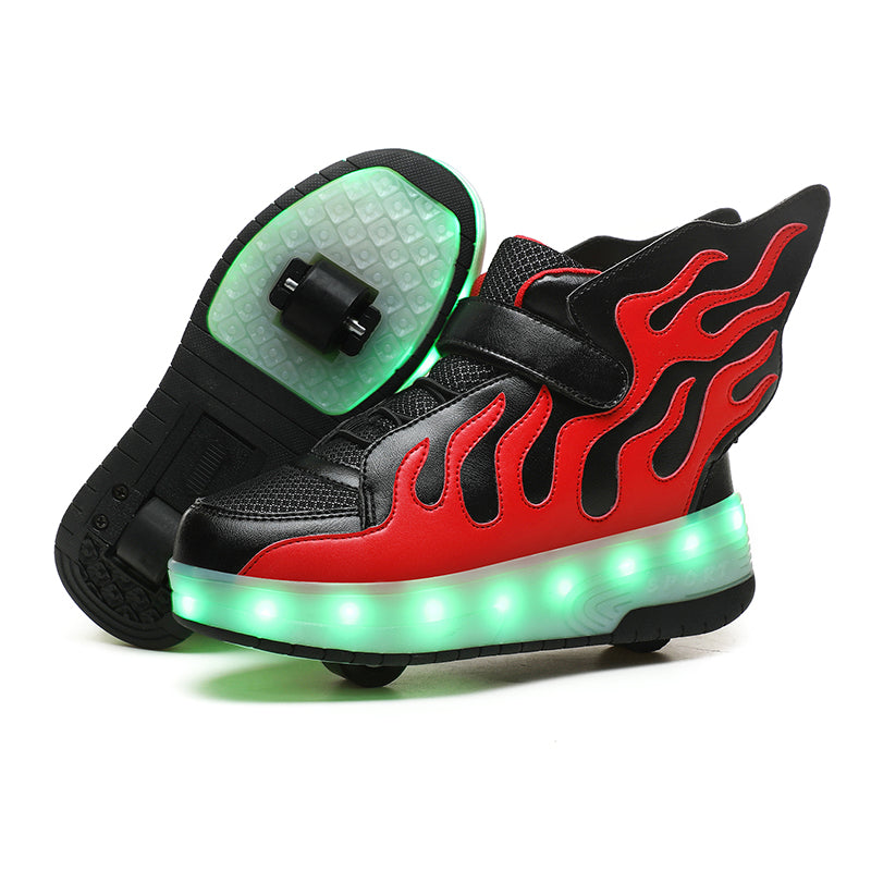 Red LED Roller shoes Light up Rechargeable Shoes
