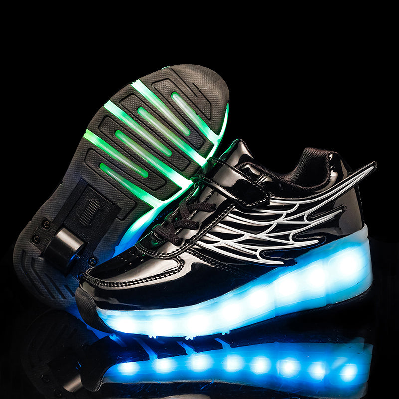 Single Wheel LED Roller shoes Black