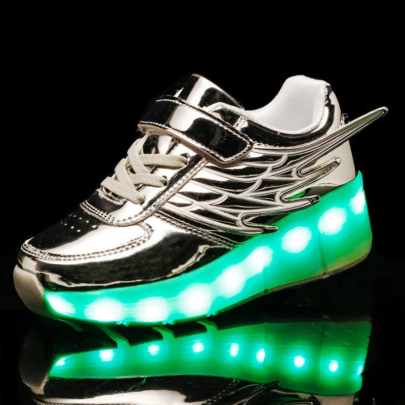 Single Wheel LED Roller shoes Silver