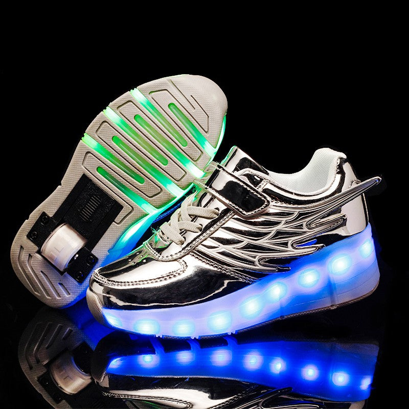 Single Wheel LED Roller shoes Silver