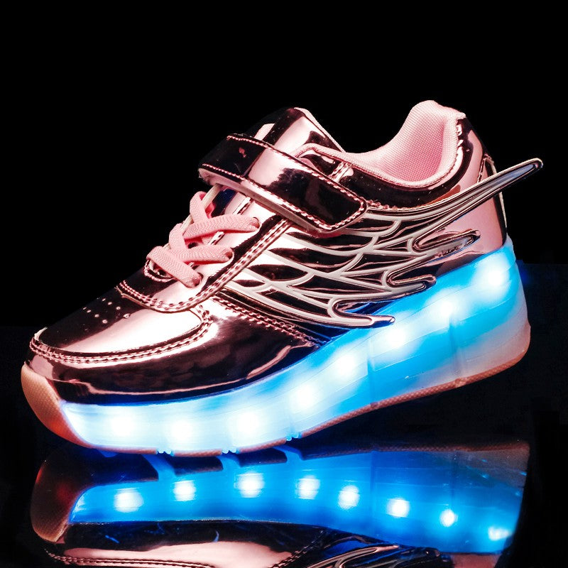 Single Wheel LED Roller shoes Pink