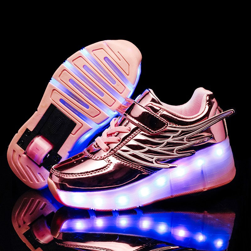 Single Wheel LED Roller shoes Pink