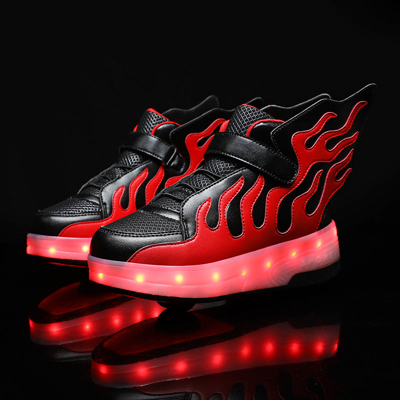 Red LED Roller shoes Light up Rechargeable Shoes