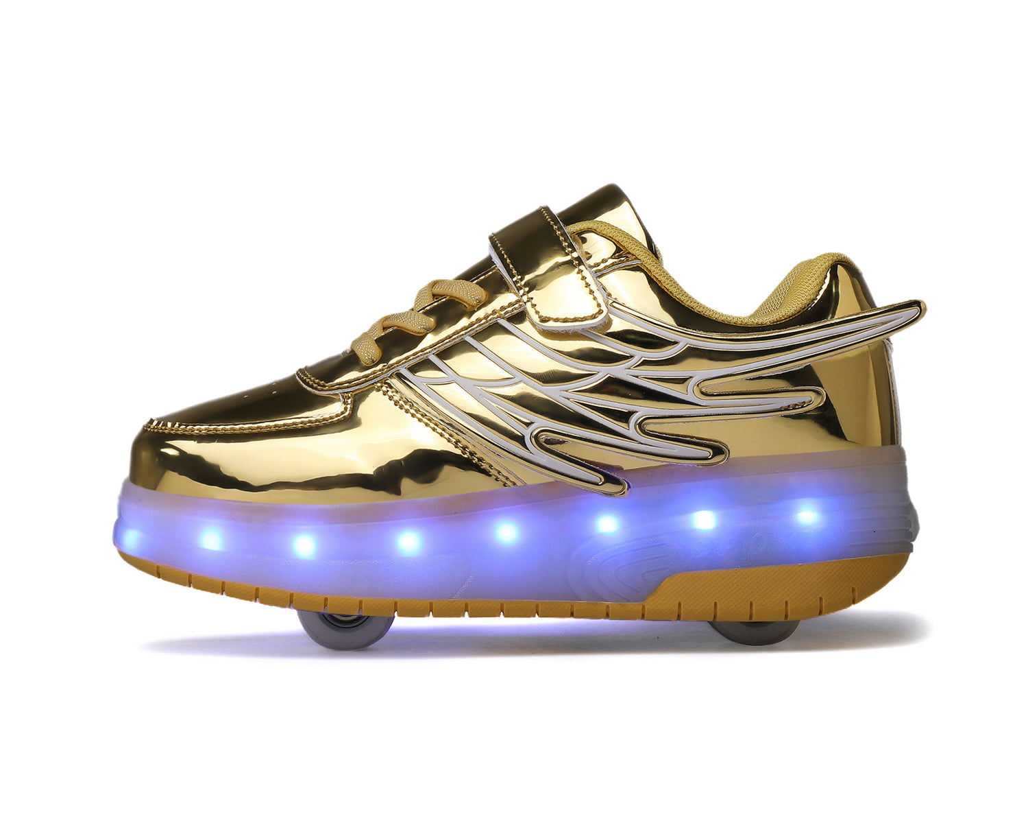Gold LED Roller shoes Light up Rechargeable Shoes