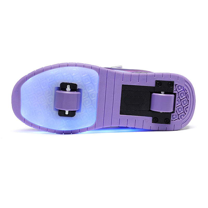 Purple Glitter LED Roller Shoes Rechargeable Shoes