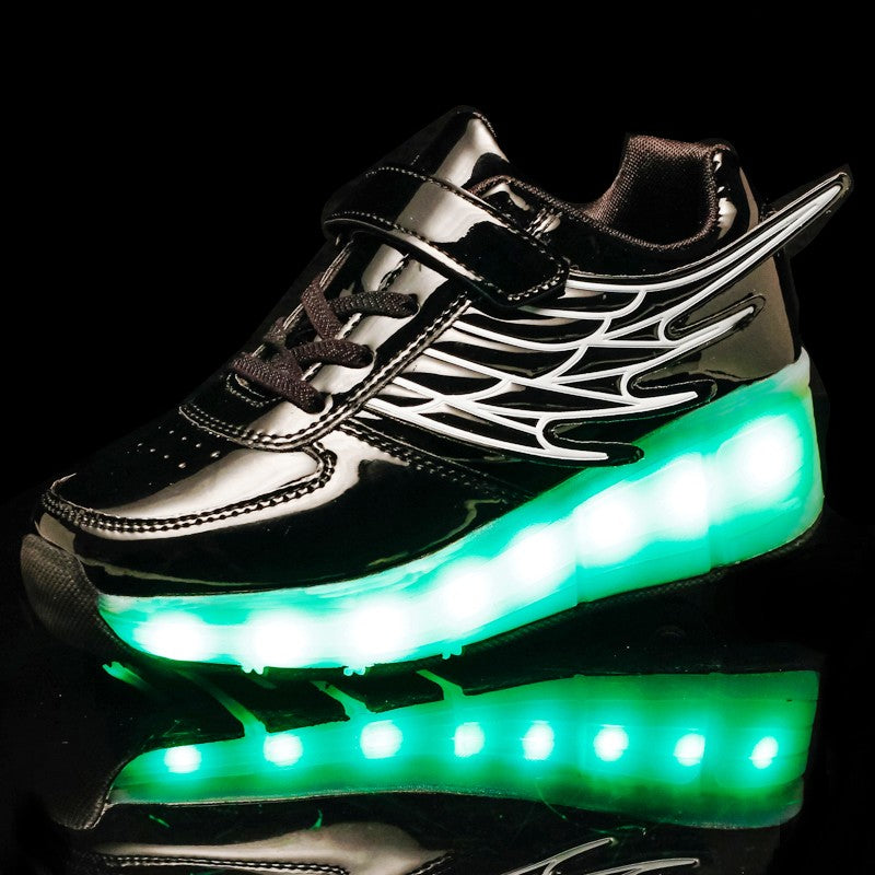 Single Wheel LED Roller shoes Black