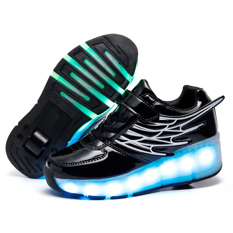 Single Wheel LED Roller shoes Black