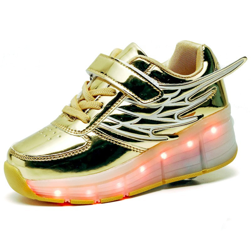 Single Wheel LED Roller shoes  Gold
