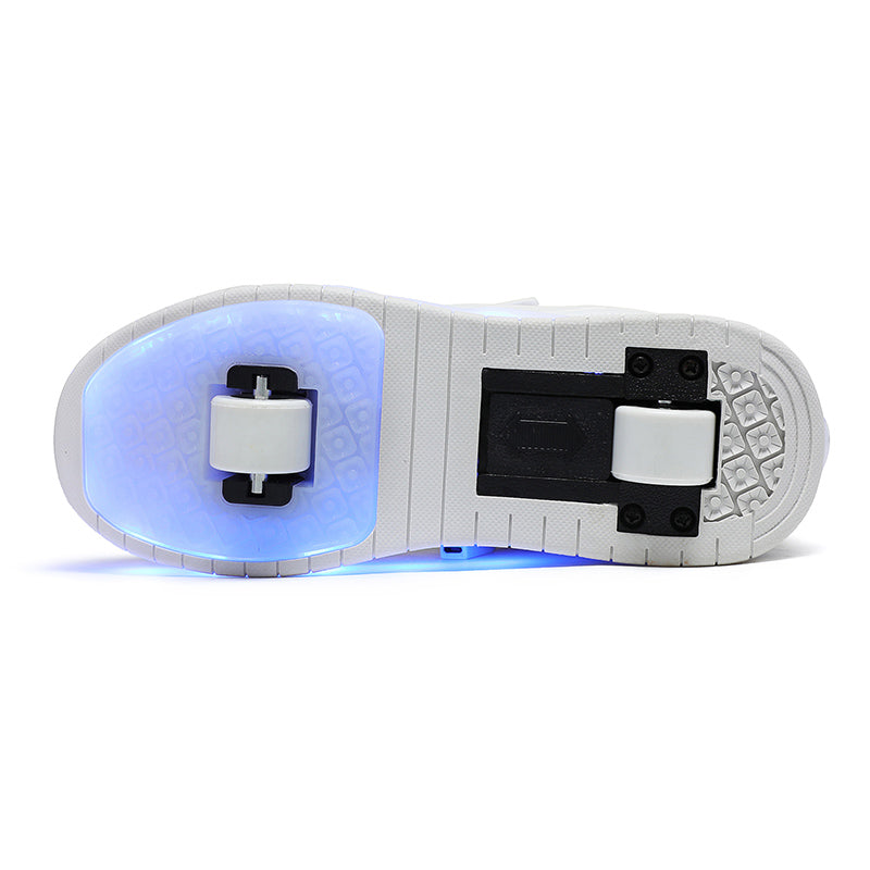 White Glitter LED Roller Shoes Rechargeable Shoes