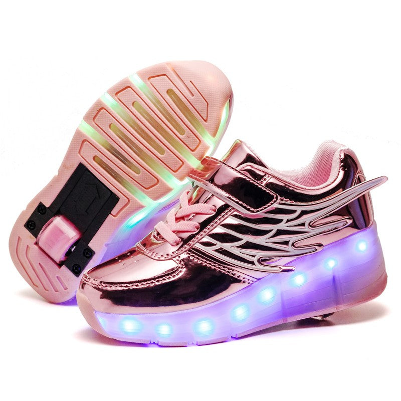 Single Wheel LED Roller shoes Pink