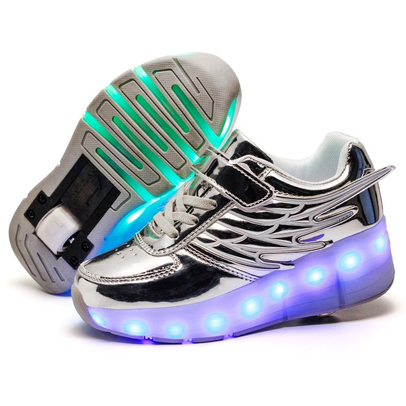 Single Wheel LED Roller shoes Silver