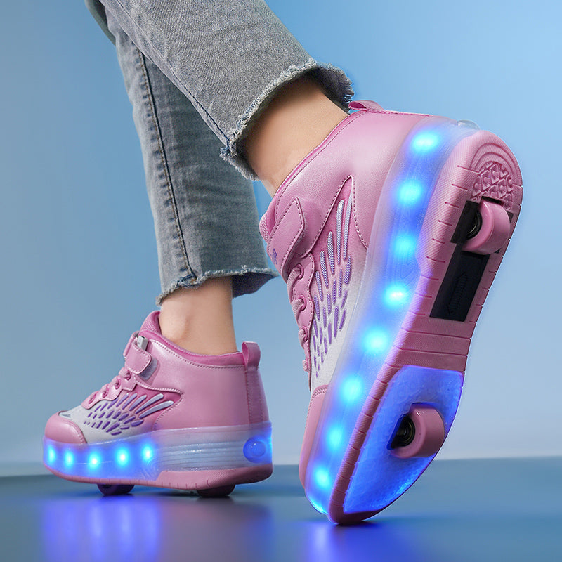 LED Roller Shoes PU Wheels shoes Pink
