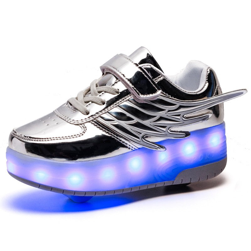 Single Wheel LED Roller shoes Silver