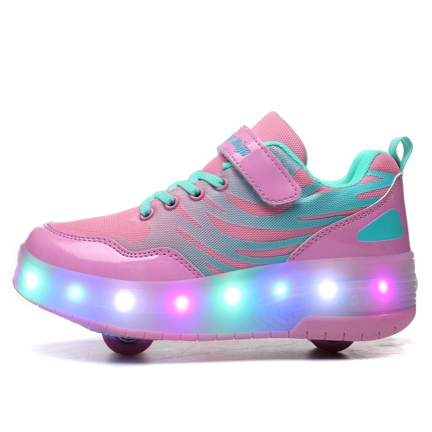 LED Roller shoes Pinkgreen