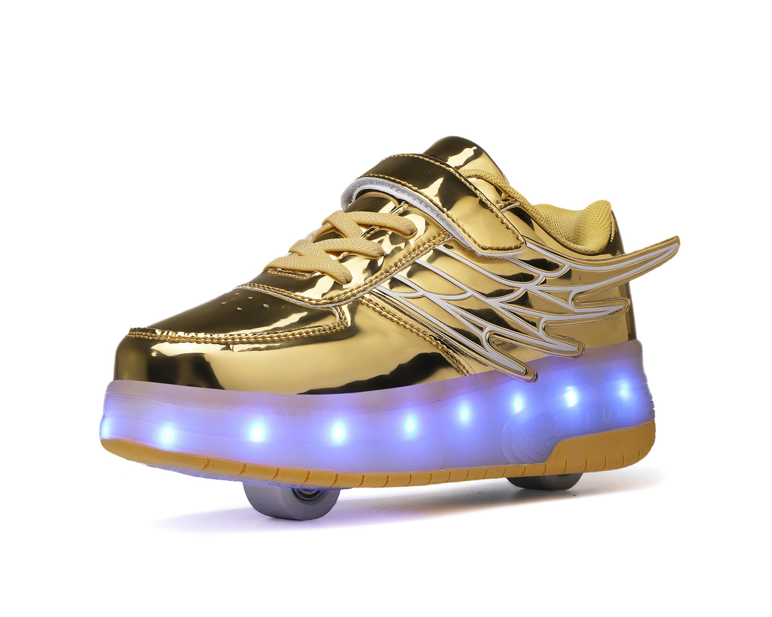 Gold LED Roller shoes Light up Rechargeable Shoes