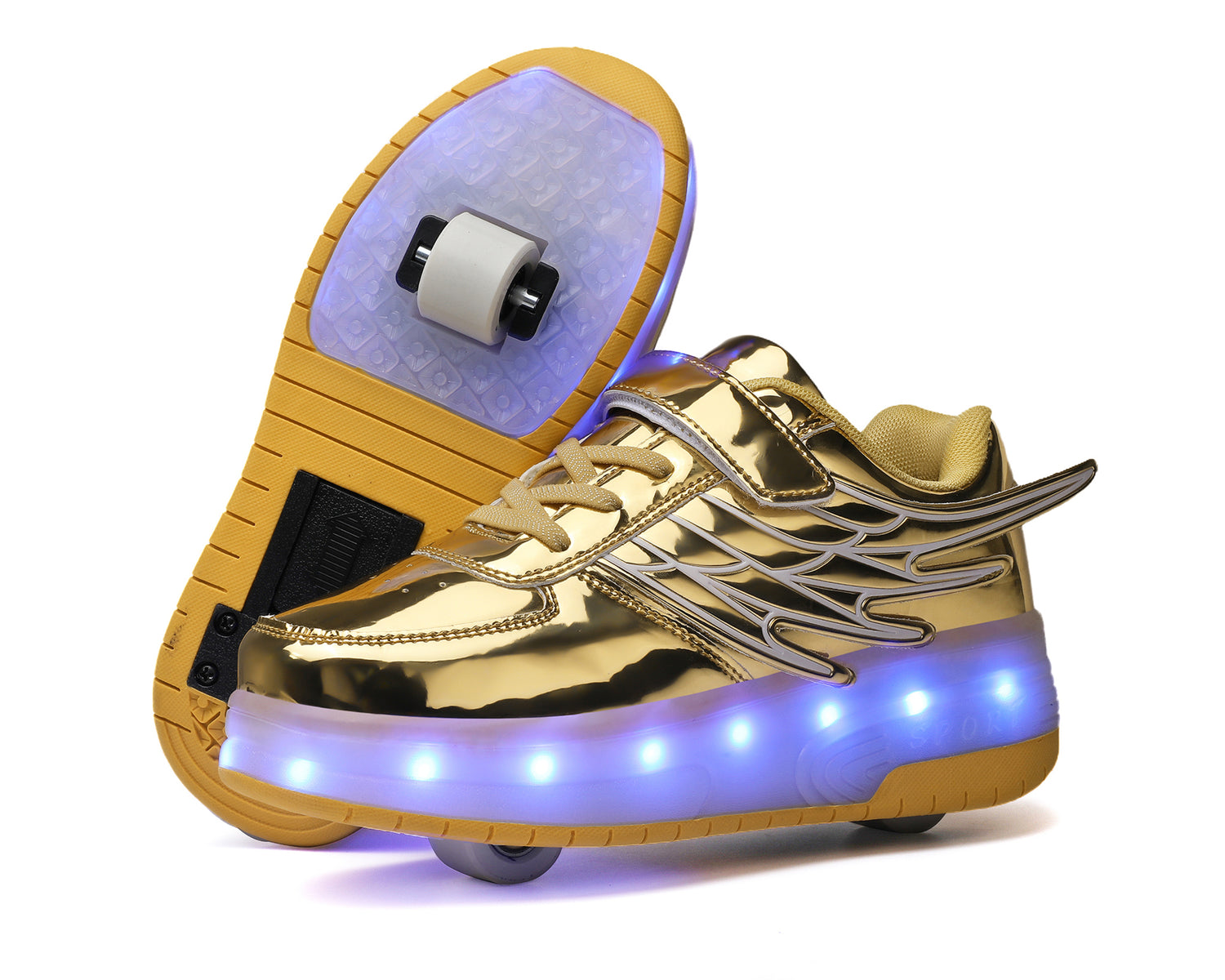 Gold LED Roller shoes Light up Rechargeable Shoes