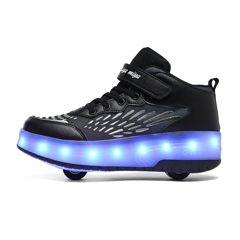 LED Roller Shoes PU Wheels shoes Black