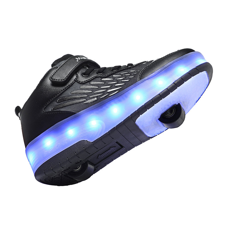 LED Roller Shoes PU Wheels shoes Black