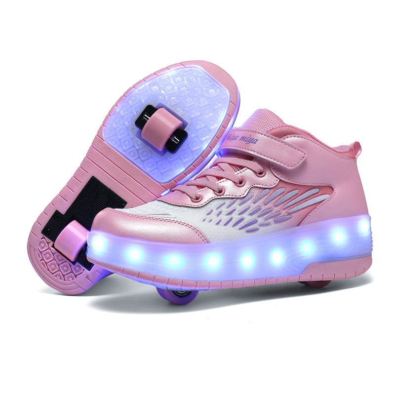 LED Roller Shoes PU Wheels shoes Pink