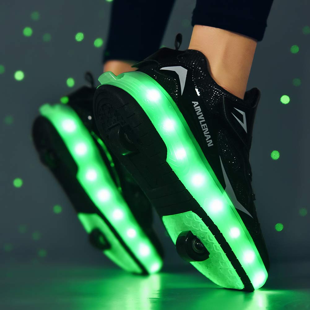 LED Roller Shoes PU Wheels shoes Black