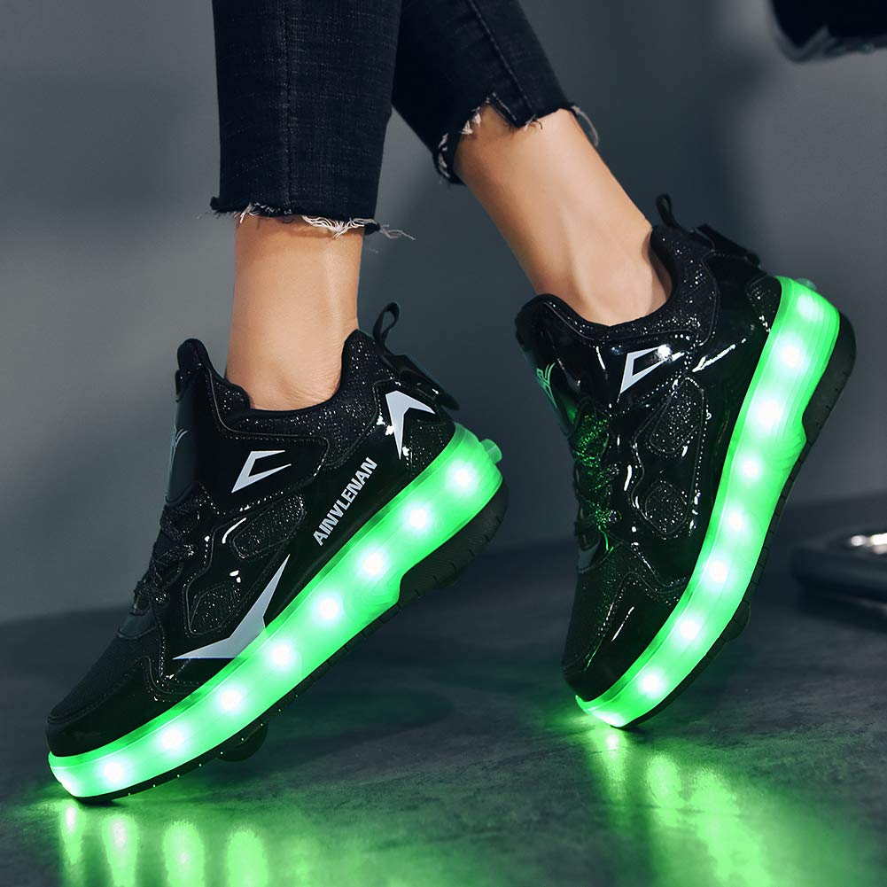 LED Roller Shoes PU Wheels shoes Black