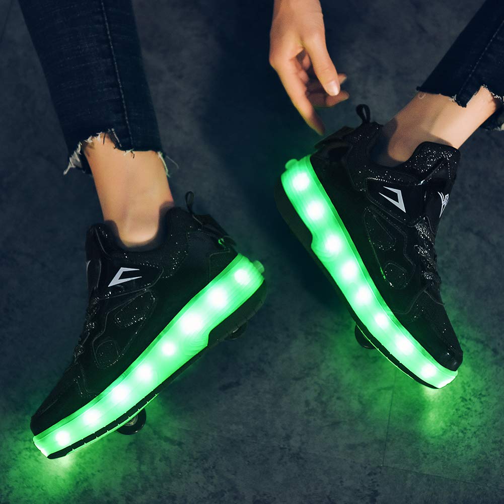 LED Roller Shoes PU Wheels shoes Black