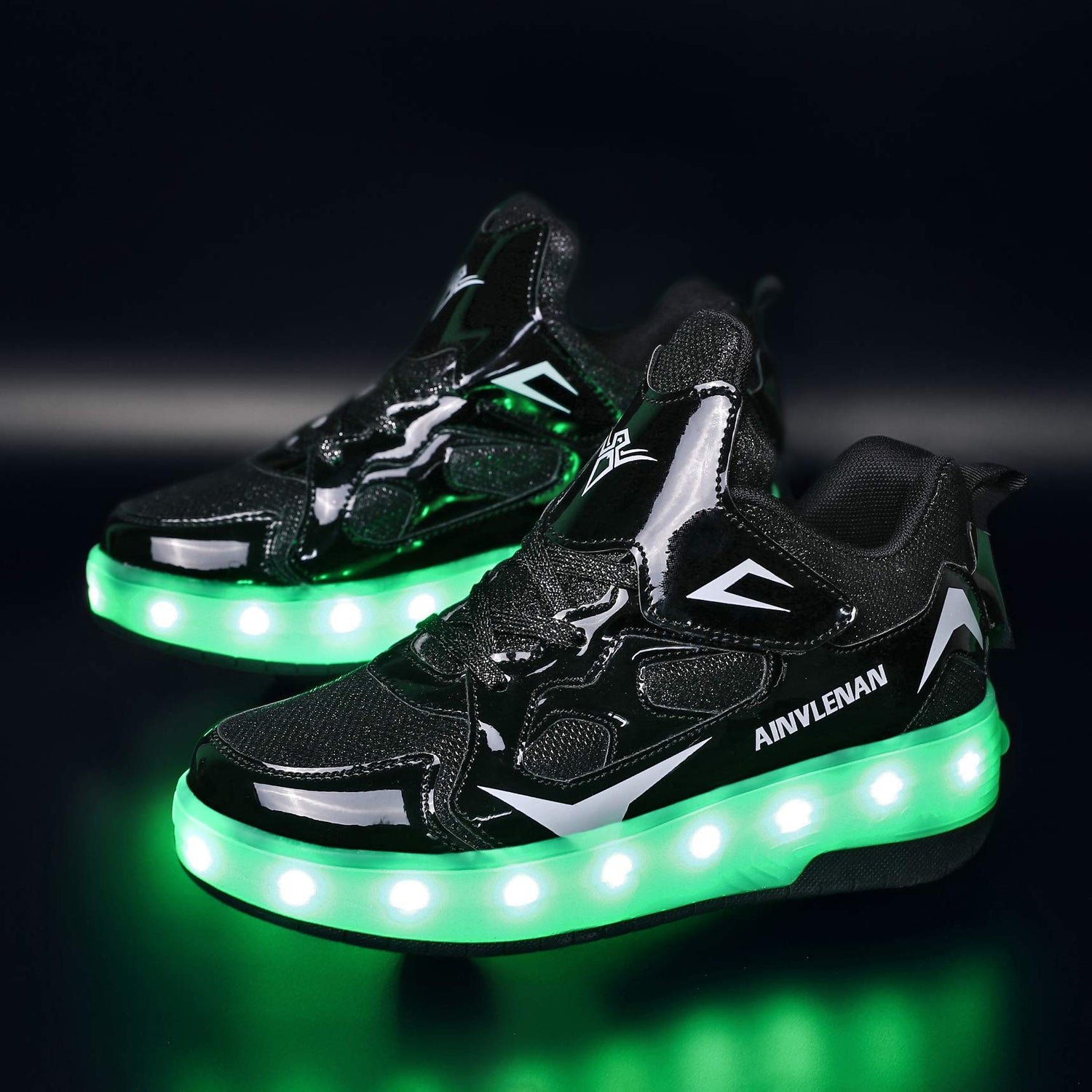 LED Roller Shoes PU Wheels shoes Black