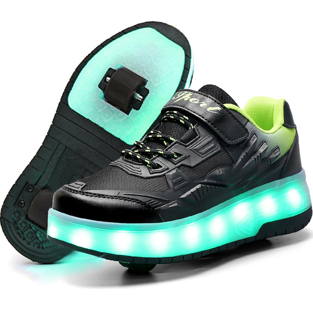 LED Roller Shoes PU Wheels shoes Black