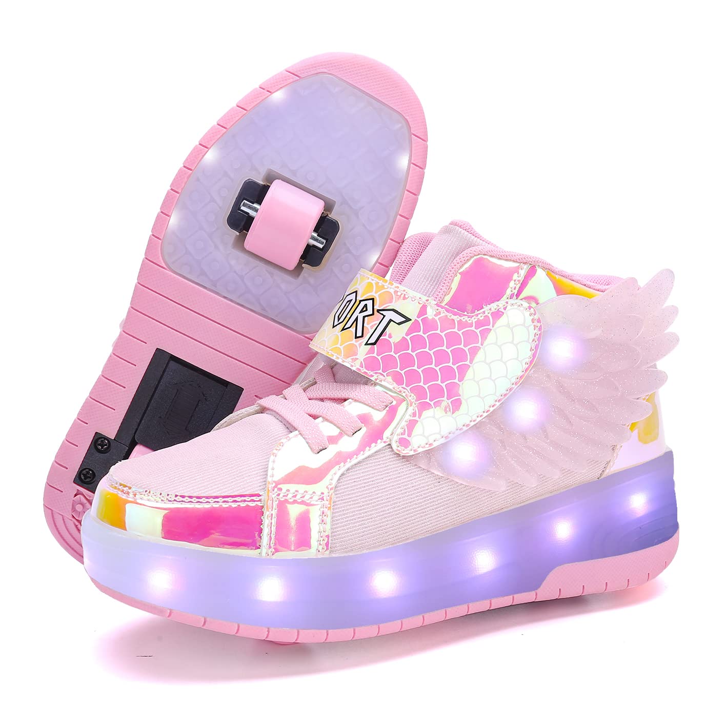 LED Roller Shoes PU Wheels shoes Pink