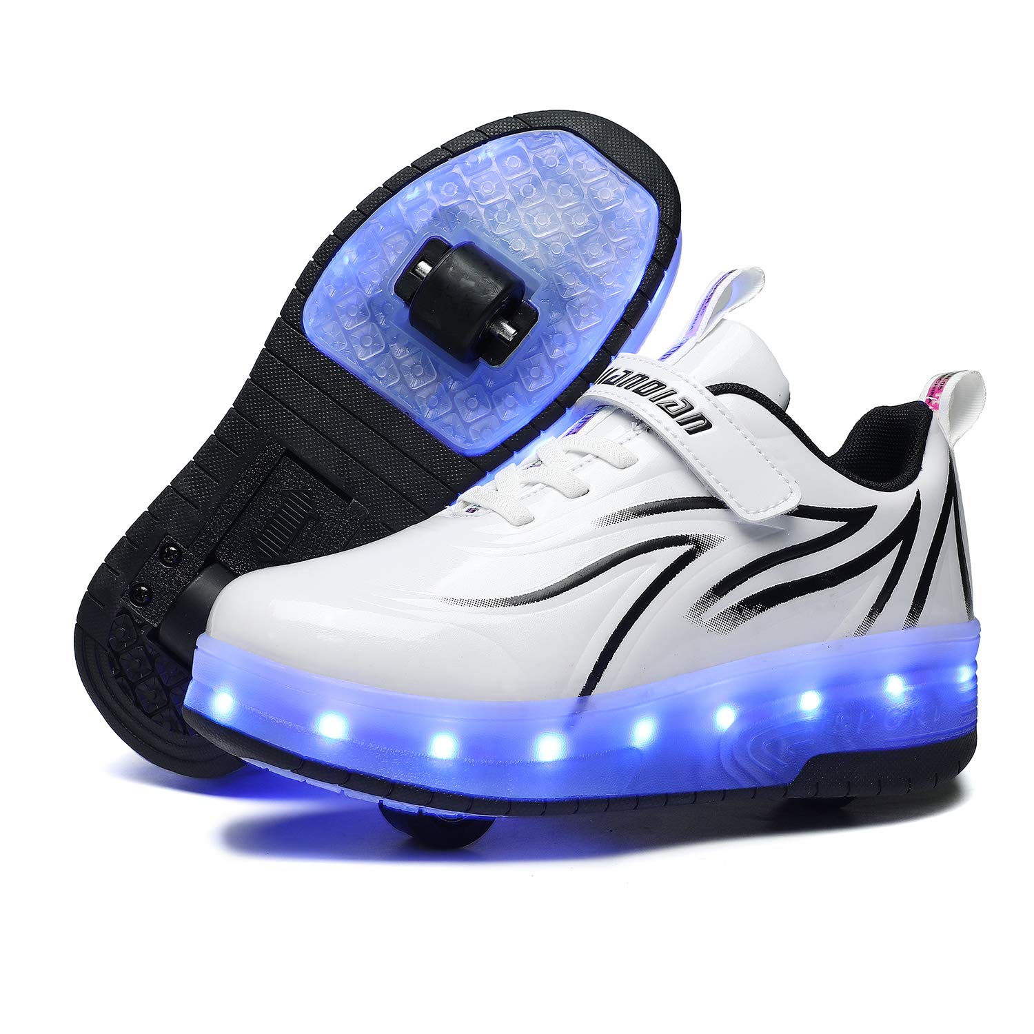LED Roller Shoes PU Wheels shoes Black