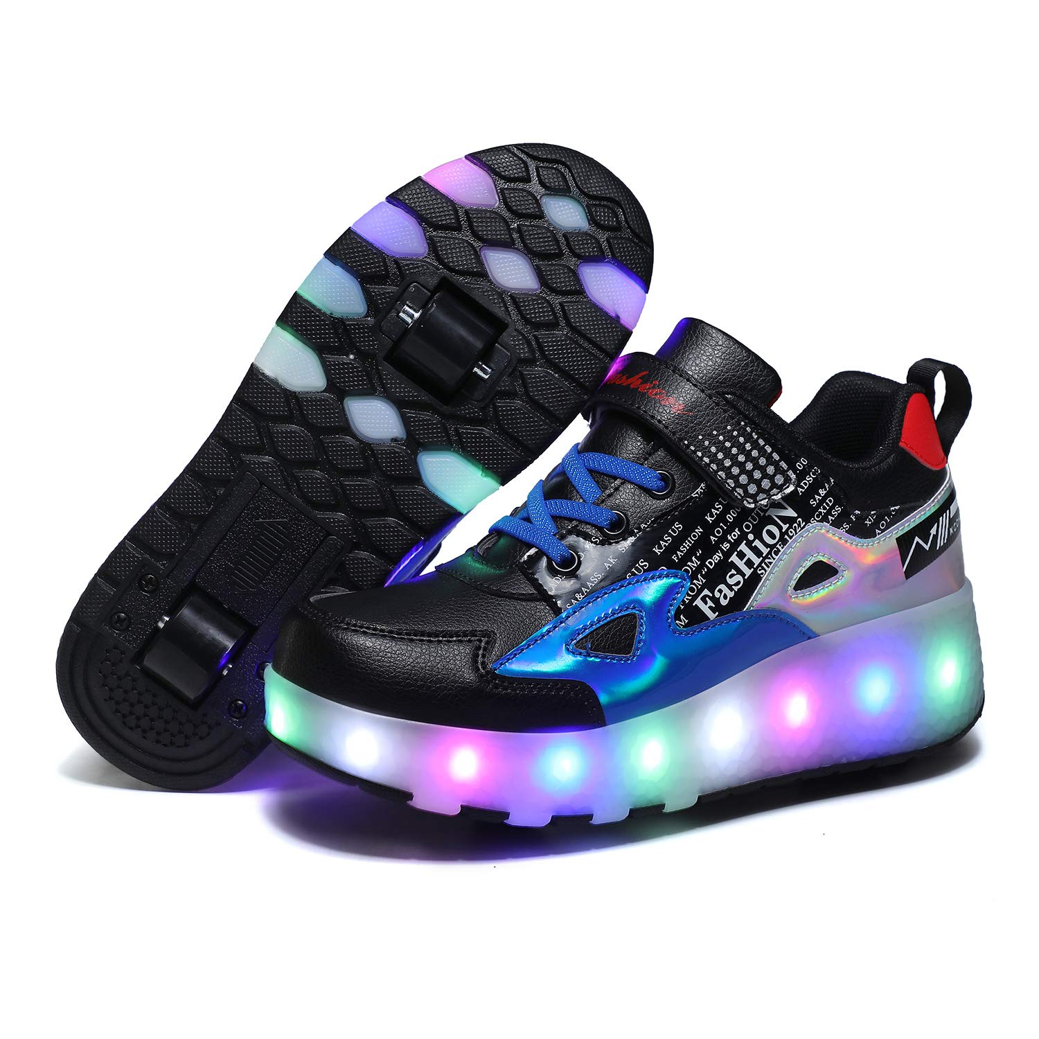 LED Roller Shoes PU Wheels shoes Black