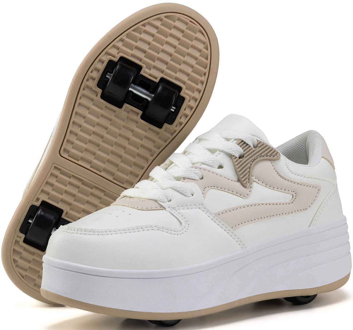 4 Wheels Roller Shoes PU Wheels shoes Brown