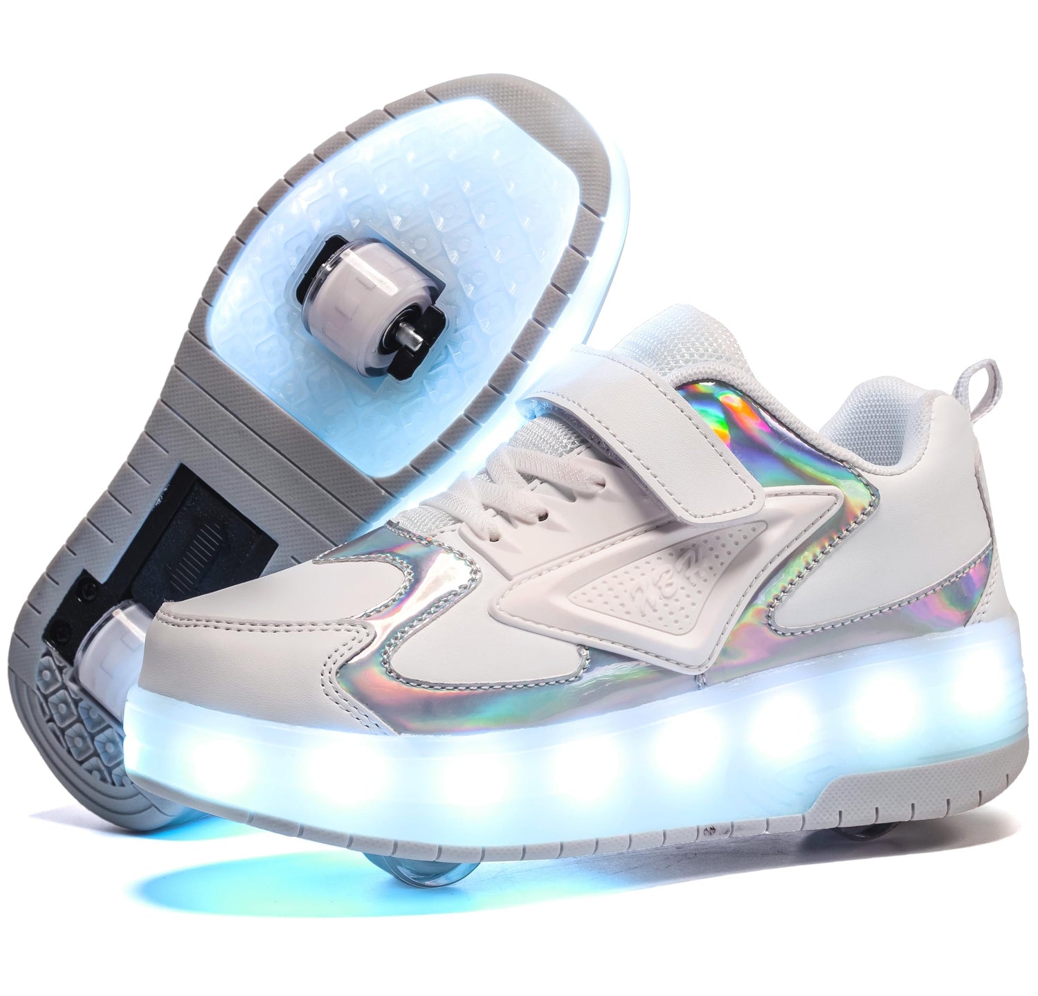 LED Roller Shoes PU Wheels shoes White