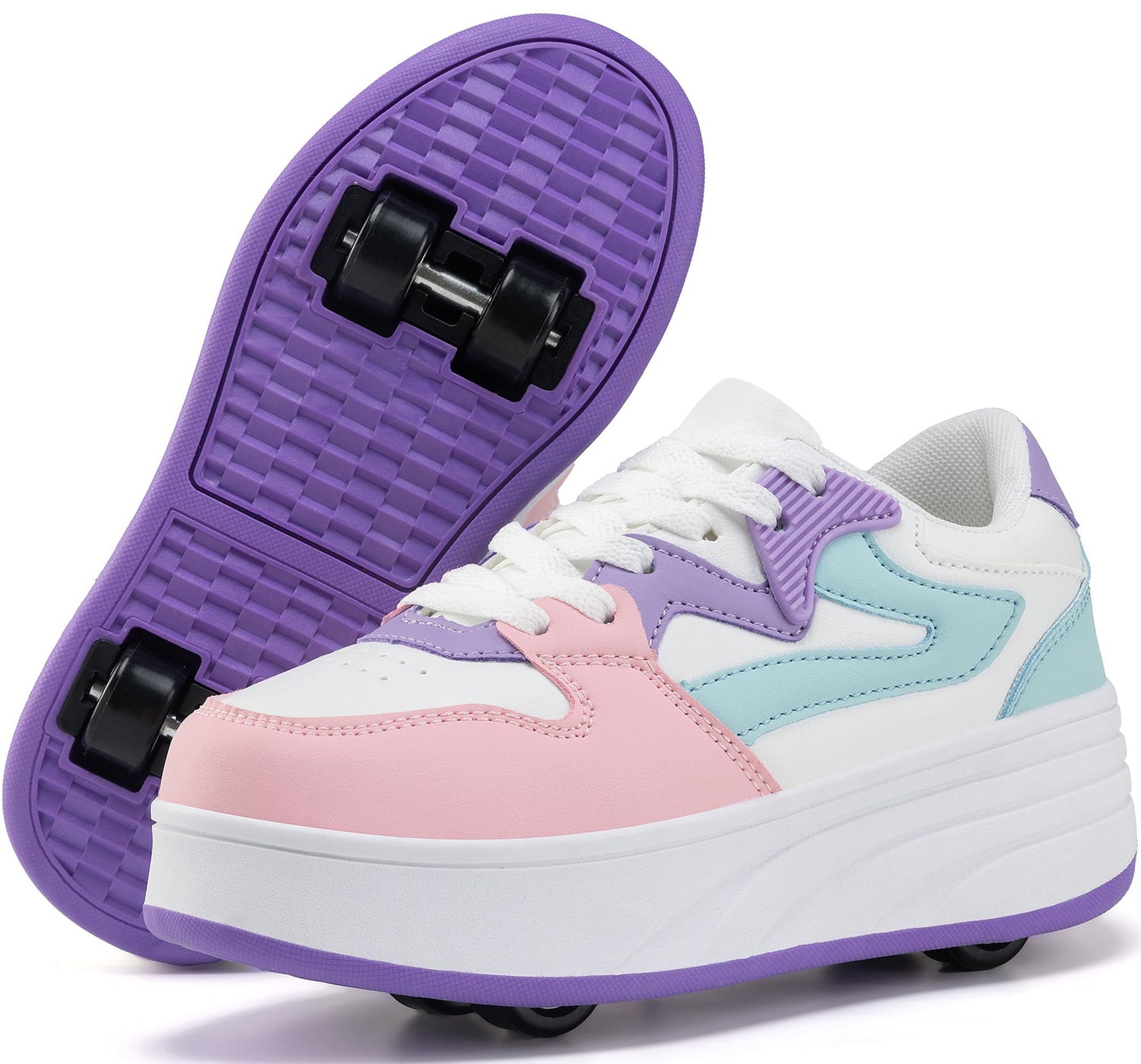 4 Wheels Roller Shoes PU Wheels shoes Purple