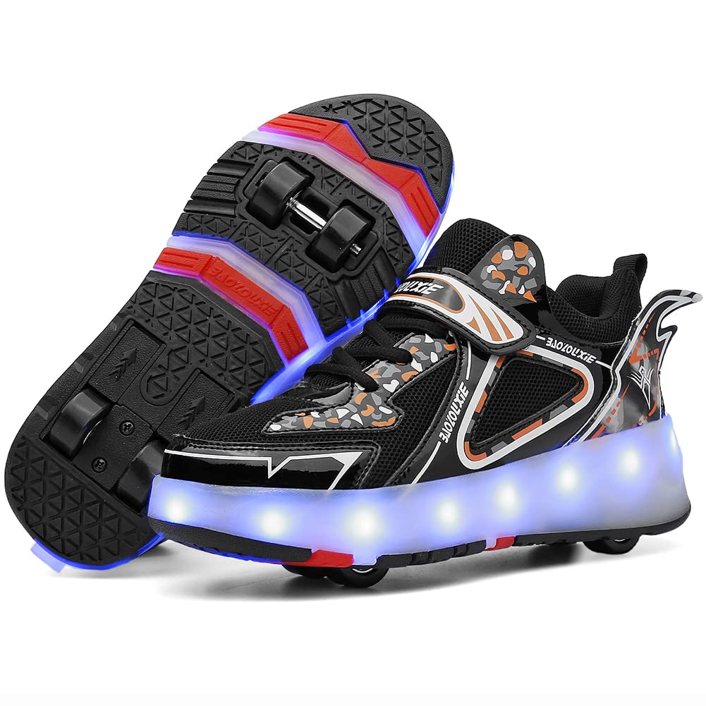 LED 4 Wheels Roller Shoes PU Wheels shoes Black