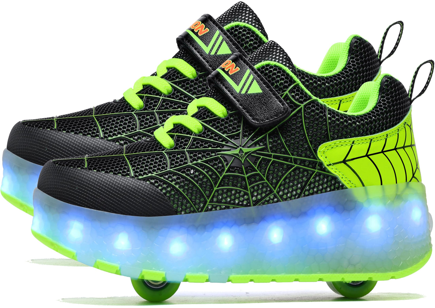 Green  PU LED Roller Shoes Rechargeable Shoes