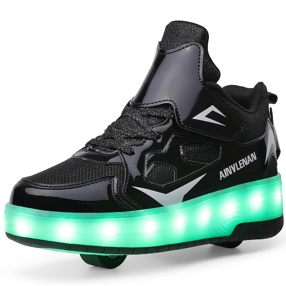 LED Roller Shoes PU Wheels shoes Black