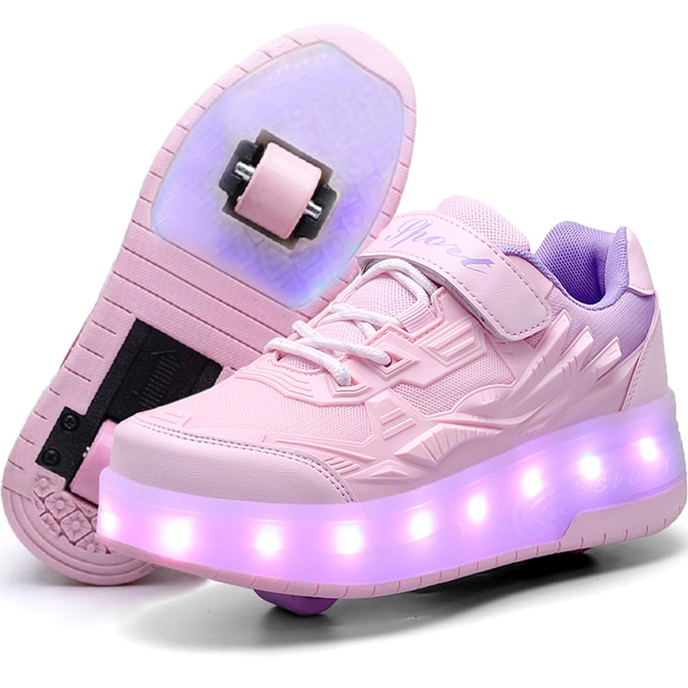LED Roller Shoes PU Wheels shoes Pink