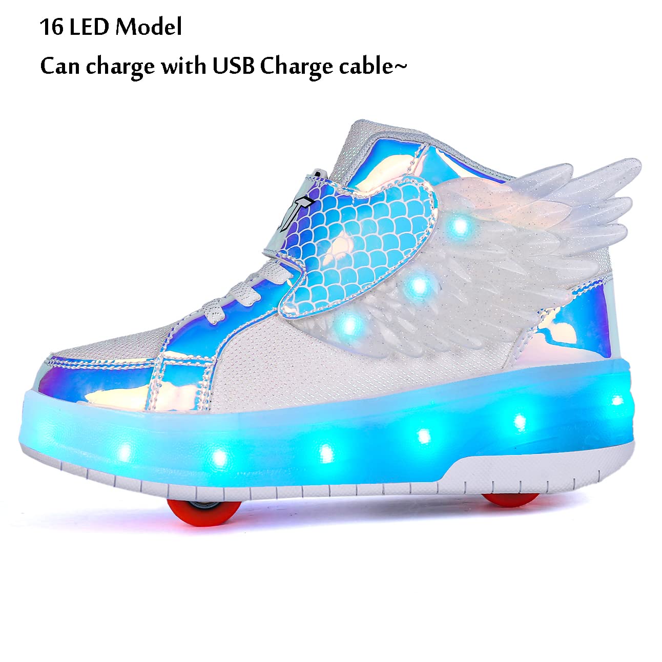 LED Roller Shoes PU Wheels shoes White