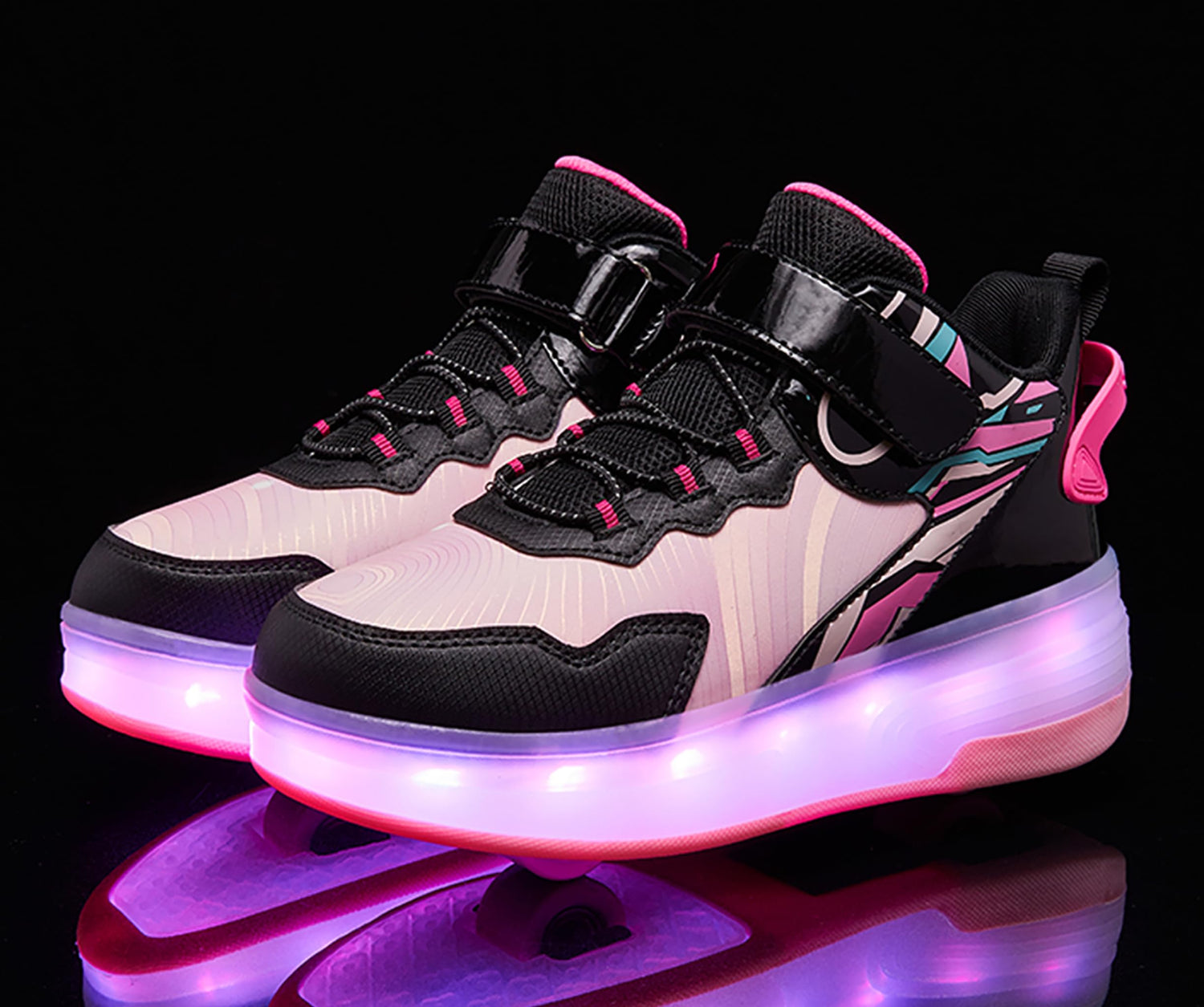 LED Roller Shoes PU Wheels shoes Pink