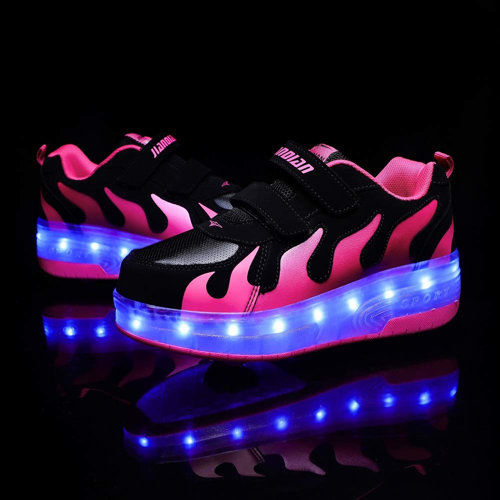 Pink PU LED Roller Shoes Rechargeable Shoes