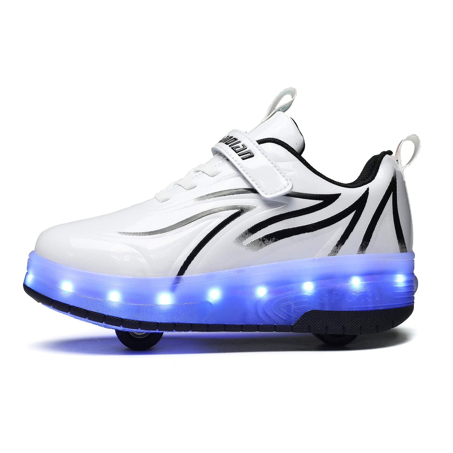 LED Roller Shoes PU Wheels shoes Black