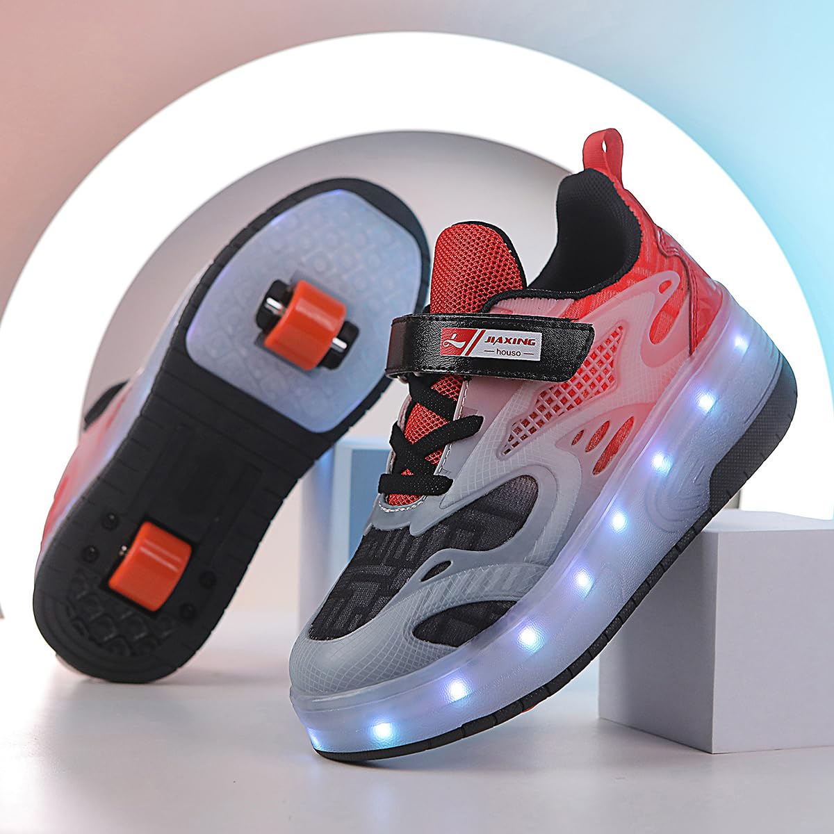 LED Roller Shoes PU Wheels shoes Red
