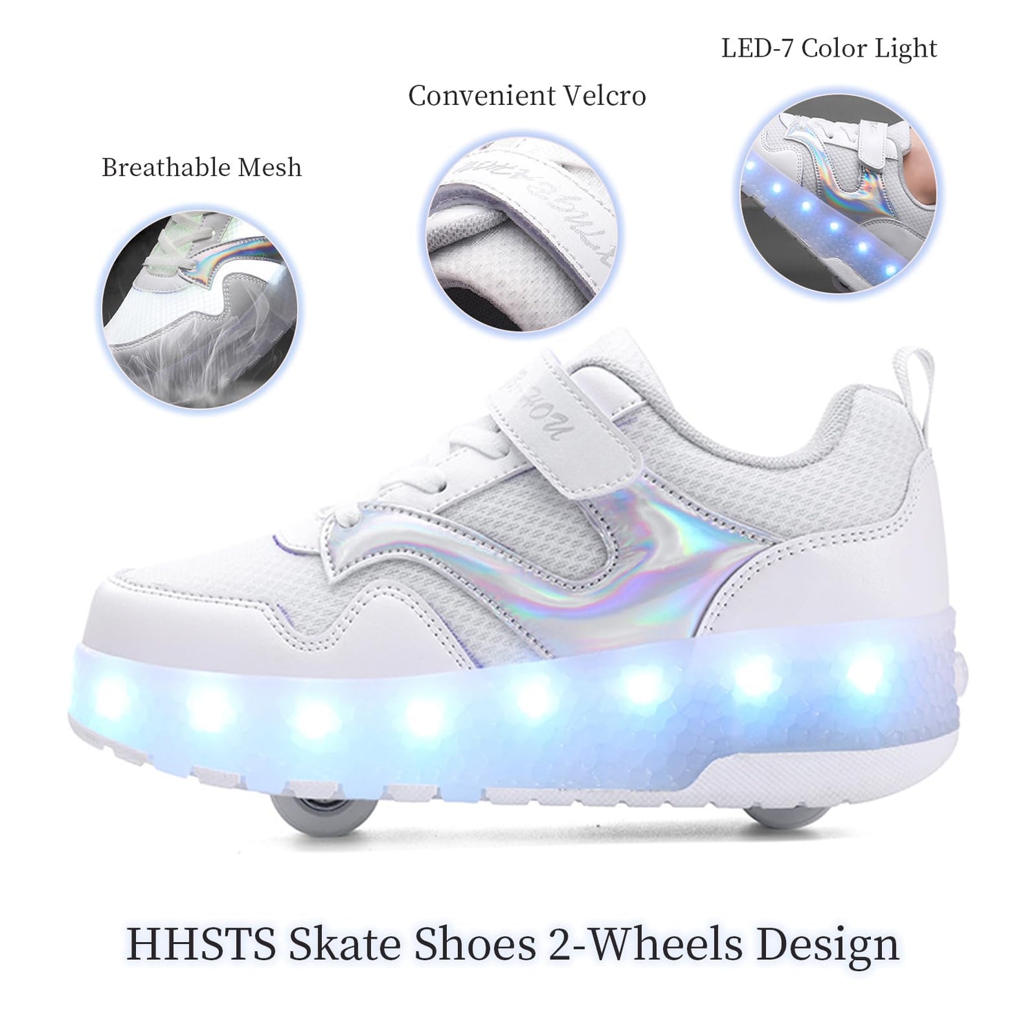 LED Roller Shoes PU Wheels shoes White