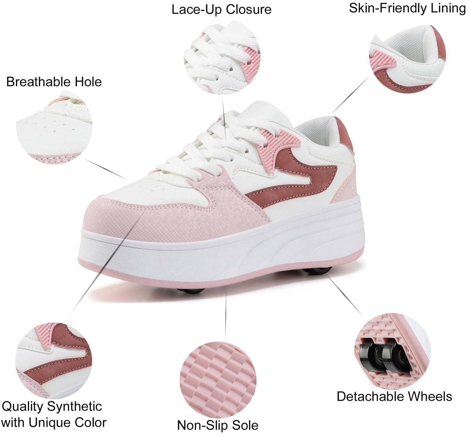4 Wheels Roller Shoes PU Wheels shoes Pink