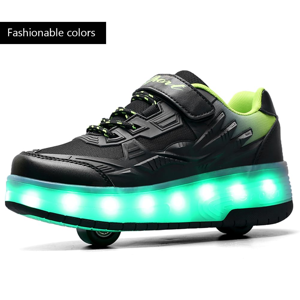 LED Roller Shoes PU Wheels shoes Black