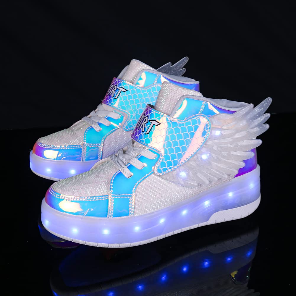 LED Roller Shoes PU Wheels shoes White